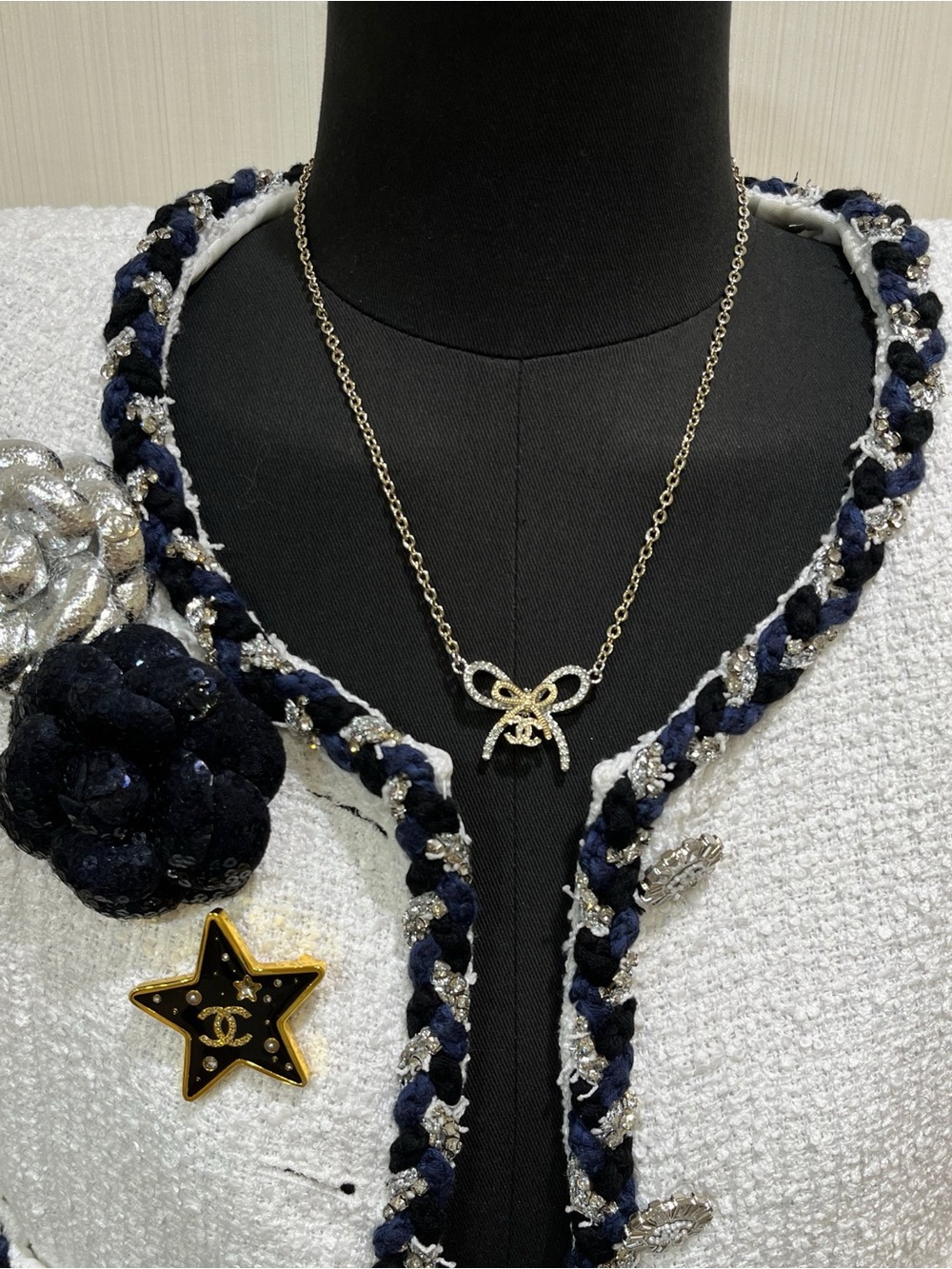 Gold Bow Pendant Necklace+ Bracelet+ Earrings